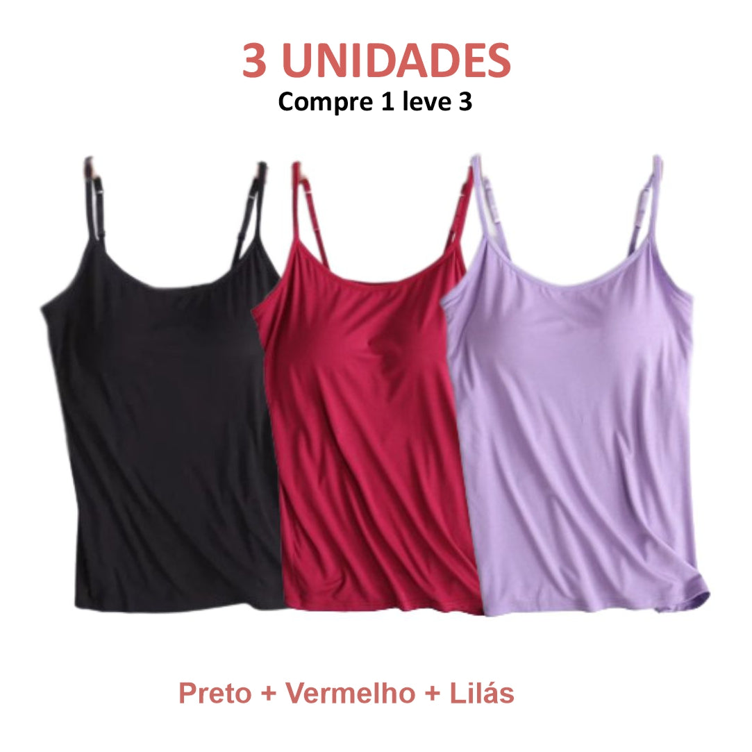 BLUSINHA REGATA COM SUTIÃ EMBUTIDO- Conforto e Praticidade que Você Merece! (COMPRE 1 LEVE 3)