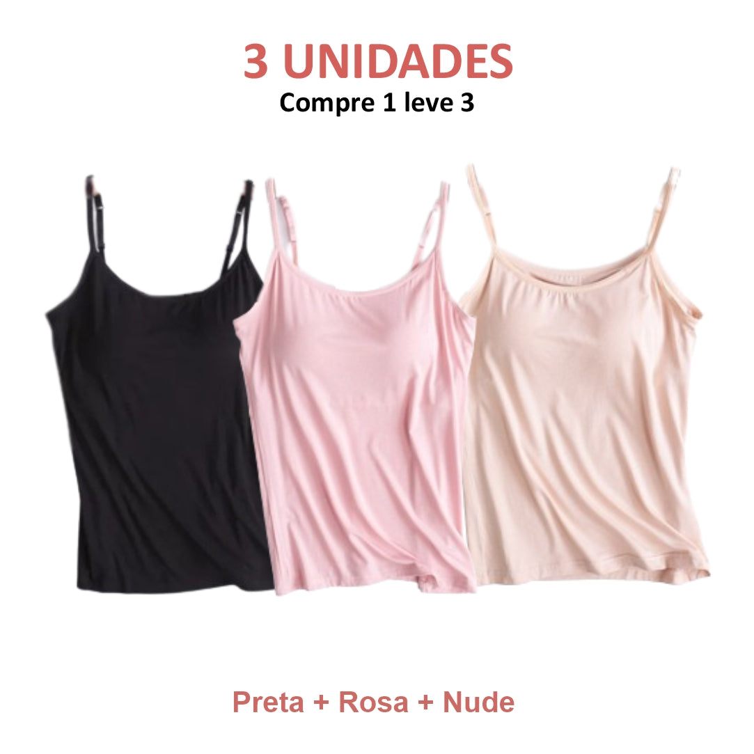 BLUSINHA REGATA COM SUTIÃ EMBUTIDO- Conforto e Praticidade que Você Merece! (COMPRE 1 LEVE 3)