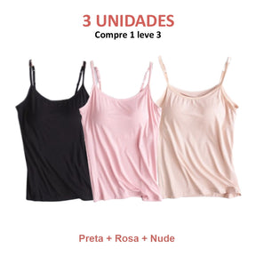 BLUSINHA REGATA COM SUTIÃ EMBUTIDO- Conforto e Praticidade que Você Merece! (COMPRE 1 LEVE 3)