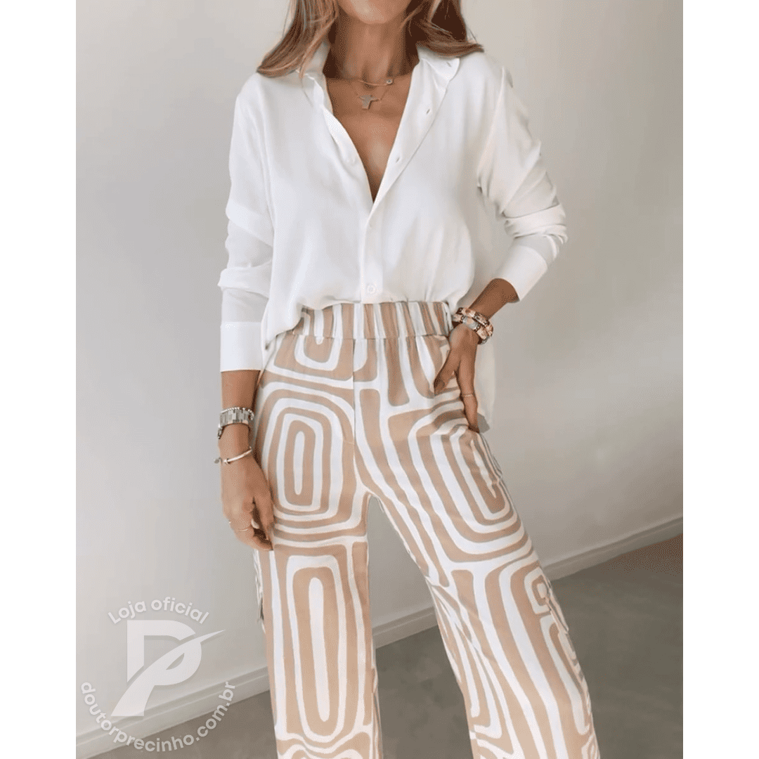 Conjunto Camila com Camisa Elegante e Calça Estampada- Conforto e Elegância que você merece