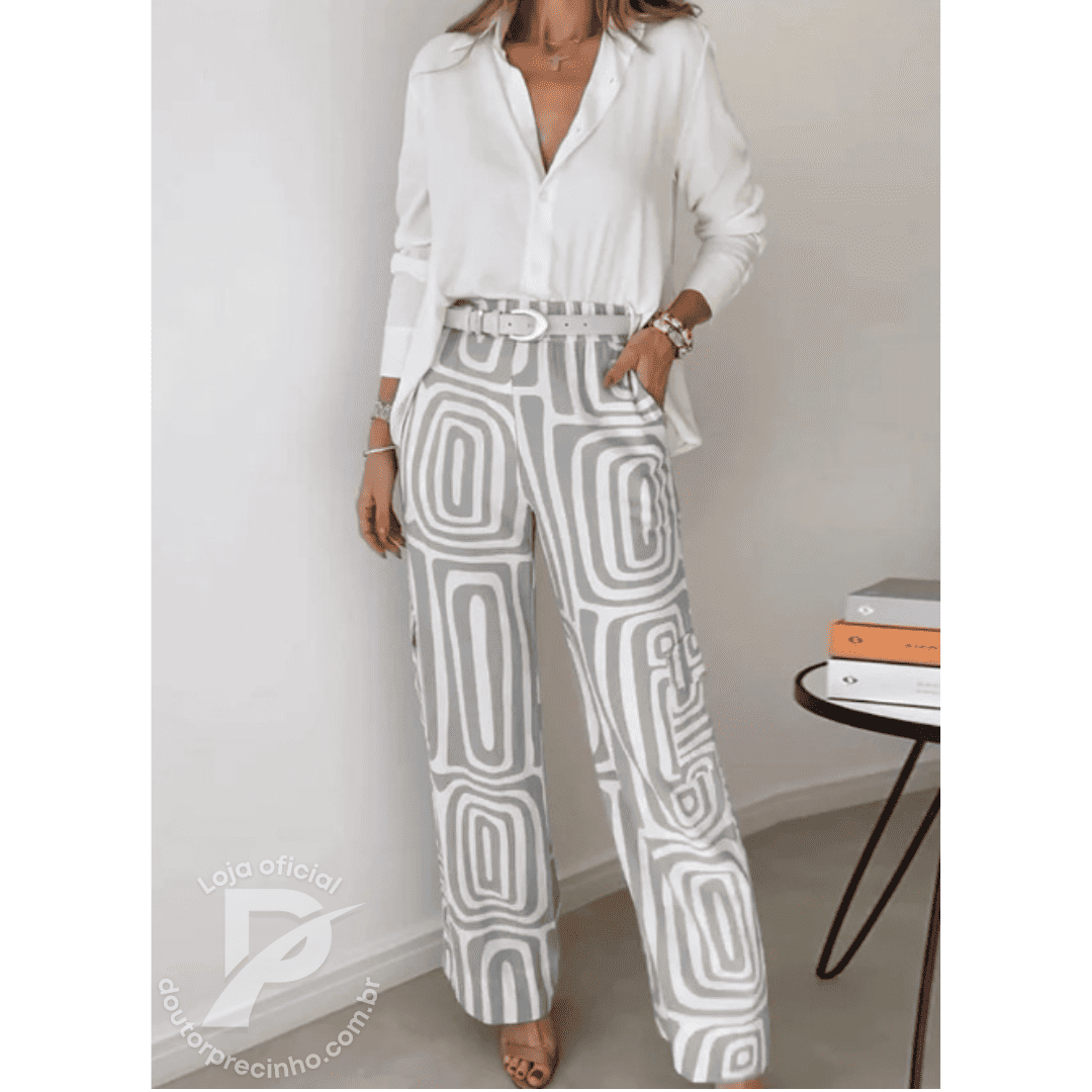 Conjunto Camila com Camisa Elegante e Calça Estampada- Conforto e Elegância que você merece