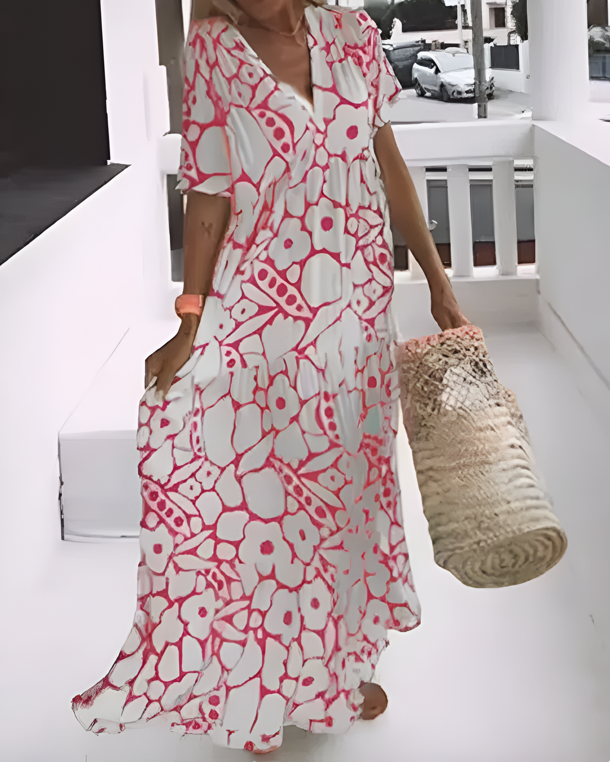 Vestido Longo Estampado Sofia | Decote em V- Peça chave nessa Primavera