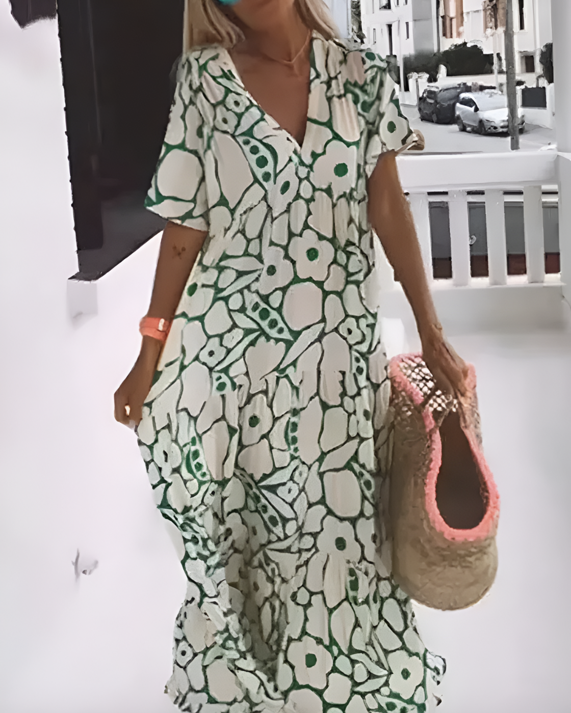 Vestido Longo Estampado Sofia | Decote em V- Peça chave nessa Primavera