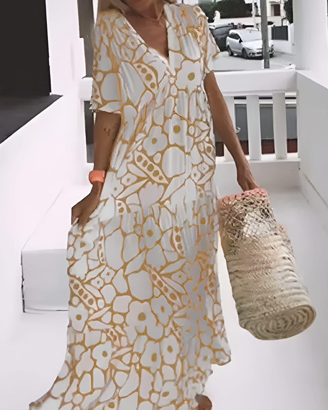 Vestido Longo Estampado Sofia | Decote em V- Peça chave nessa Primavera
