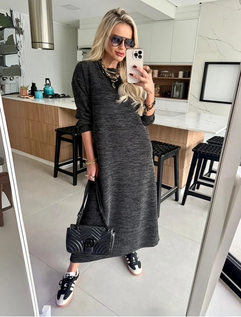 Vestido Midi Tricot Maria- Conforto e Sofisticação que Você Merece! + Frete Grátis