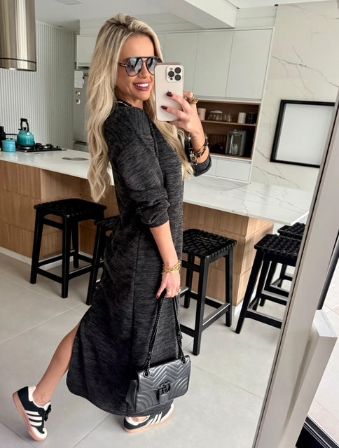 Vestido Midi Tricot Maria- Conforto e Sofisticação que Você Merece! + Frete Grátis