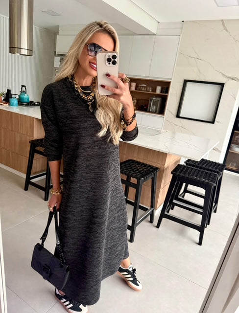 Vestido Midi Tricot Maria- Conforto e Sofisticação que Você Merece! + Frete Grátis