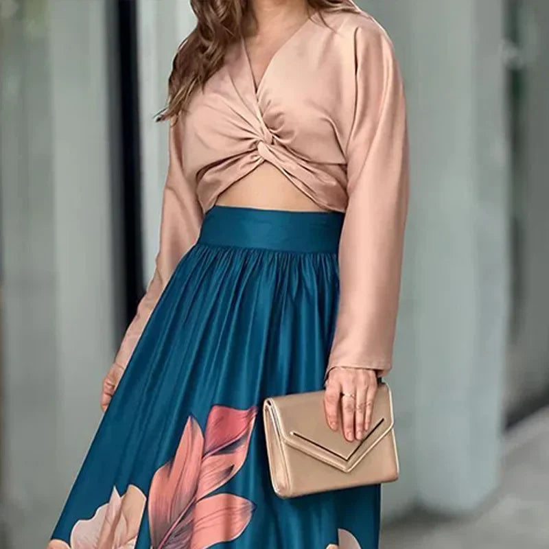Conjunto Feminino Elegant  Blusa e Saia+ Frete Grátis
