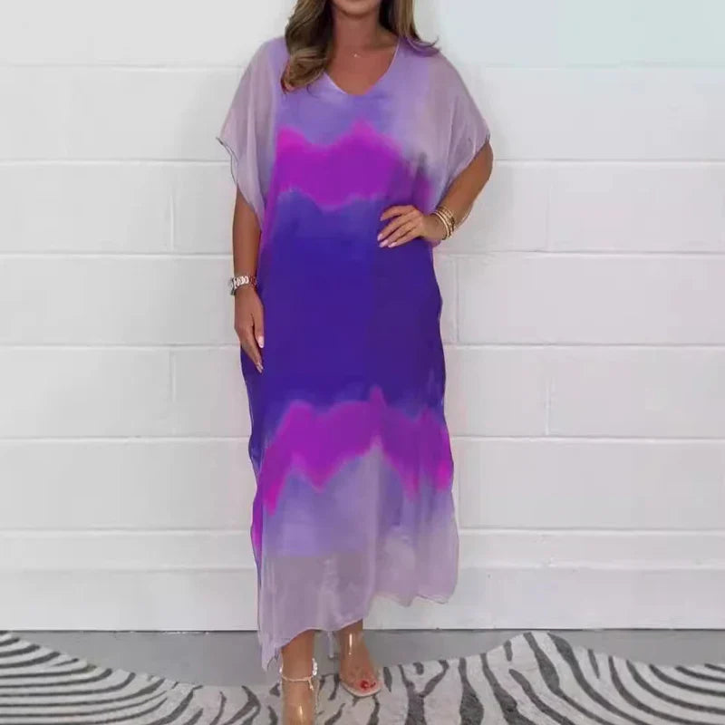 Vestido Bruna - Elegância Fluida com Estampa Sofisticada + Frete Grátis