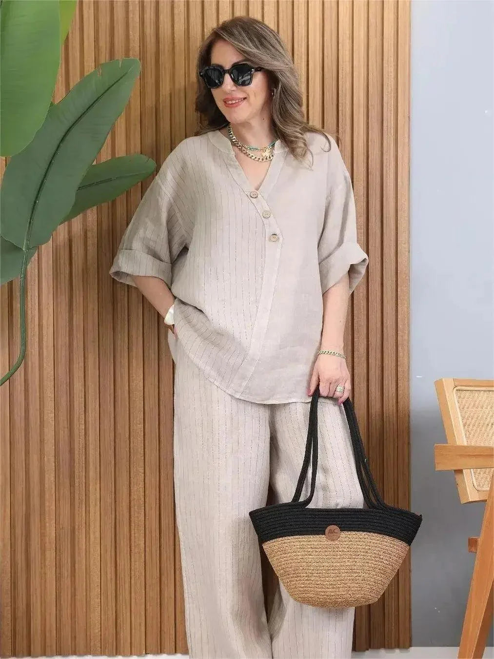 Conjunto Delicatta em Linho de Algodão / Sinta o Toque Suave e a Elegância que Você Merece em Todos os Momentos!