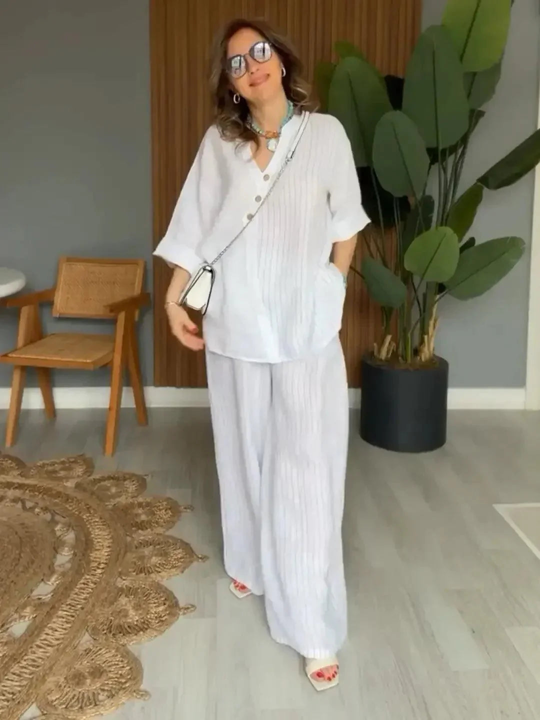 Conjunto Delicatta em Linho de Algodão / Sinta o Toque Suave e a Elegância que Você Merece em Todos os Momentos!