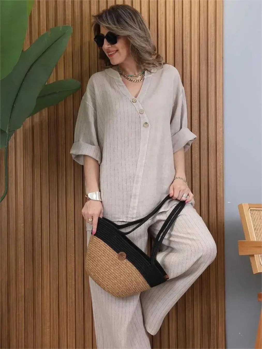 Conjunto Delicatta em Linho de Algodão / Sinta o Toque Suave e a Elegância que Você Merece em Todos os Momentos!