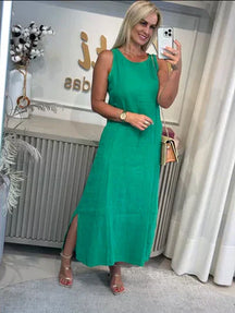 Vestido Midi Luísa em Linho- Elegância em cada Detalhe + Frete Grátis