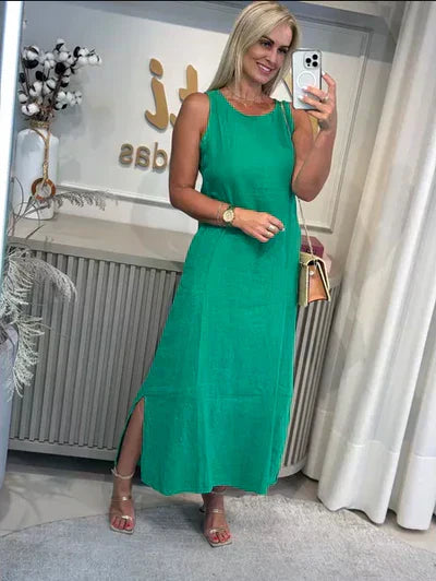Vestido Midi Luísa em Linho- Elegância em cada Detalhe + Frete Grátis