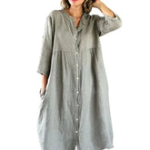 Vestido Cecília em Linho de Algodão com Botões Frontais / Elegância Tropical com Leveza e Sofisticação! Compre 1 e Leve 2