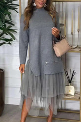 Vestido Mariana Com Detalhes Em Tule- Valoriza a feminilidade e traz charme único ao seu visual.
