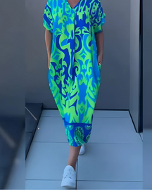 Vestido Safira | Decote em V - Fresco e Soltinho, Ideal Para Primavera Verão + Frete Grátis