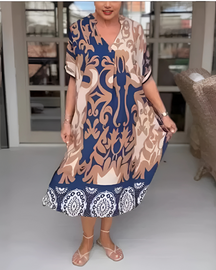 Vestido Safira | Decote em V - Fresco e Soltinho, Ideal Para Primavera Verão + Frete Grátis