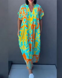 Vestido Safira | Decote em V - Fresco e Soltinho, Ideal Para Primavera Verão + Frete Grátis