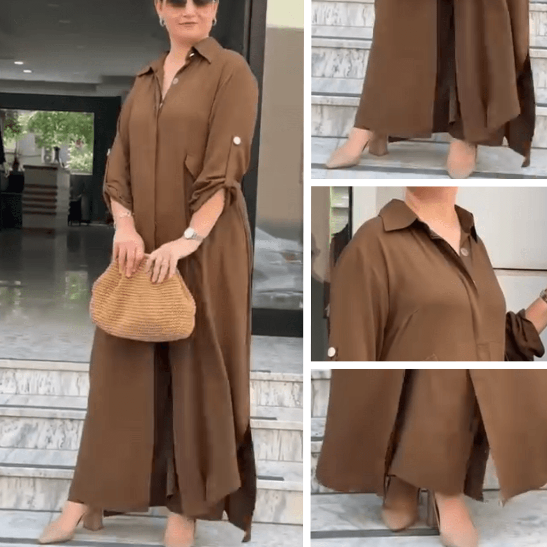 Conjunto Elegante em Viscose com Vestido e Calça / Minimalismo Sofisticado que Você Mulher Moderna Merece!