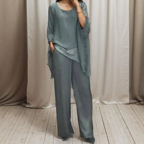 Conjunto Lina com Caimento Fluido e Detalhes Brilhantes / Conforto e Elegância Que Você Merece!