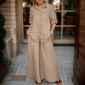 Conjunto Feminino Elegante em Linho de Algodão com Design Atemporal / Sofisticação e Conforto Em Primeiro Lugar!