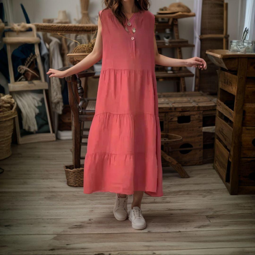 Vestido Helena Soltinho em Linho de Algodão / Conforto e Elegância para Seus Momentos Relaxantes!