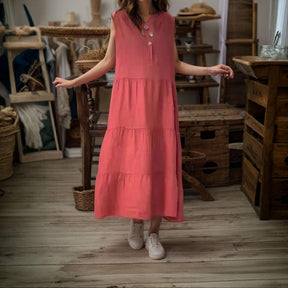 Vestido Helena Soltinho em Linho de Algodão / Conforto e Elegância para Seus Momentos Relaxantes!