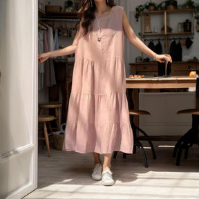 Vestido Helena Soltinho em Linho de Algodão / Conforto e Elegância para Seus Momentos Relaxantes!