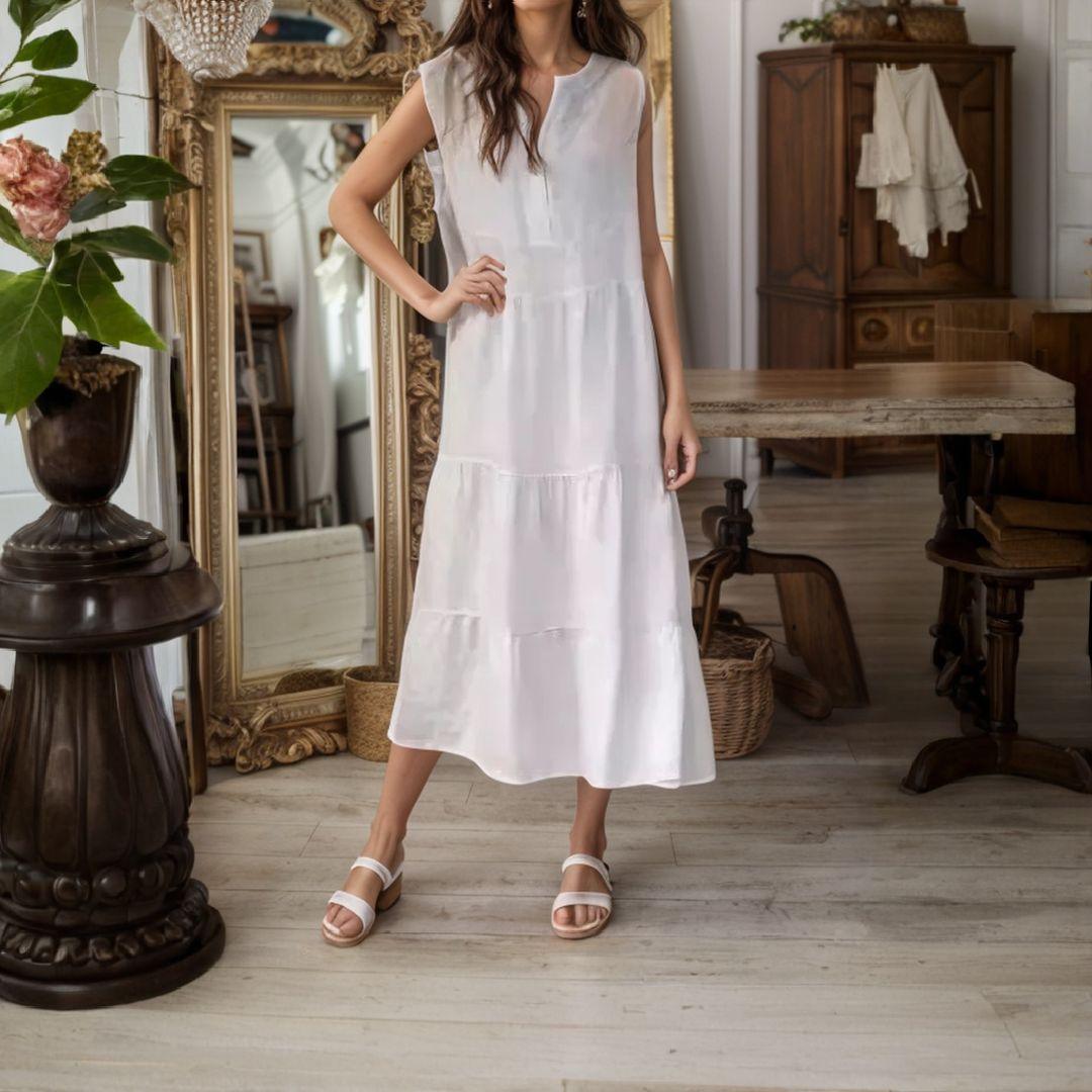 Vestido Helena Soltinho em Linho de Algodão / Conforto e Elegância para Seus Momentos Relaxantes!