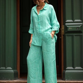 Conjunto Feminino Elegante em Linho de Algodão com Design Atemporal / Sofisticação e Conforto Em Primeiro Lugar!