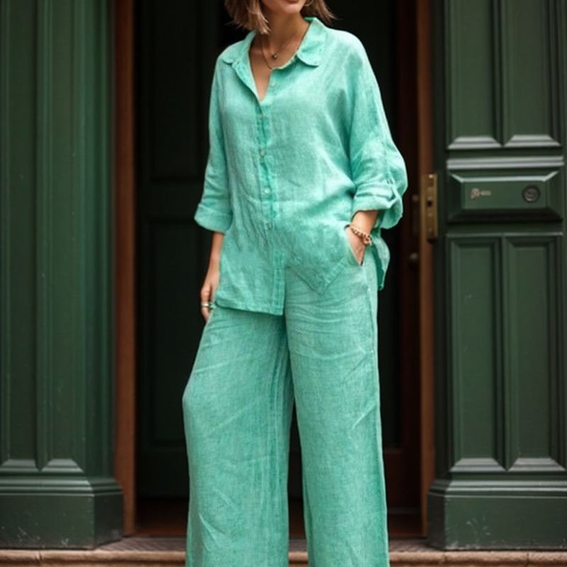 Conjunto Feminino Elegante em Linho de Algodão com Design Atemporal / Sofisticação e Conforto Em Primeiro Lugar!