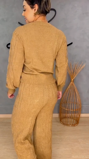 Conjunto Marina em Tricot | Blusa + Calça- Elegância e Sofisticação Perfeito Para O Inverno!