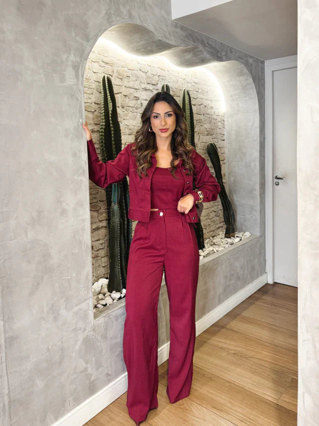 Conjunto Carolina em Alfaiataria Três Peças- Estilo e Versatilidade 🌸